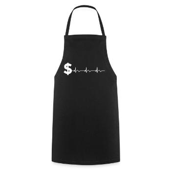 Signe dollar $ ECG Battement de cœur - Tablier de cuisine - noir - Devant - AI Model Male 185 dark (185cm)