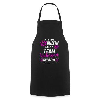 Chefin dieses Team Wahnsinn - Kochschürze - Schwarz - Vorne - AI Model Male 185 dark (185cm)