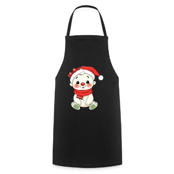 Bébé bonhomme de neige avec chapeau de Noël - Tablier de cuisine - noir - Devant - AI Model Male 185 dark (185cm)