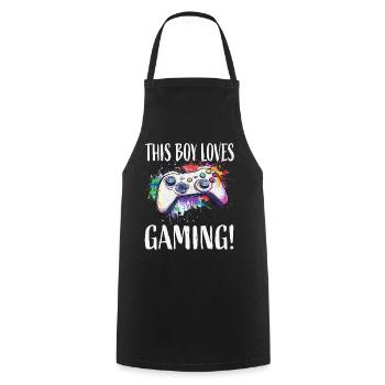 This Boy Loves Gaming - Kochschürze - Schwarz - Vorne - AI Model Male 185 dark (185cm)