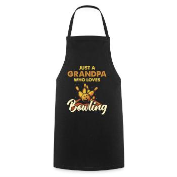 Motif du grand-père adore le bowling - Tablier de cuisine - noir - Devant - AI Model Male 185 dark (185cm)