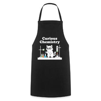 Curious Chemistry Cat - Cooking Apron - black - Front - AI Model Male 185 dark (185cm)