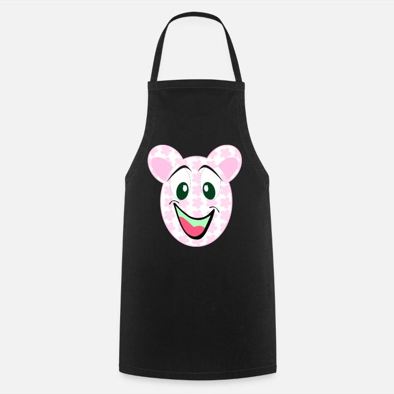 Bär Blumenmuster Lächeln - Kochschürze - Schwarz
