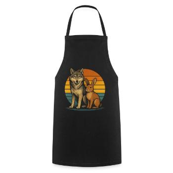 Wolf und Hase Retro - Kochschürze - Schwarz - Vorne - AI Model Male 185 dark (185cm)