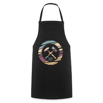 RuhrPott Retro Logo Druck - Kochschürze - Schwarz - Vorne - AI Model Male 185 dark (185cm)