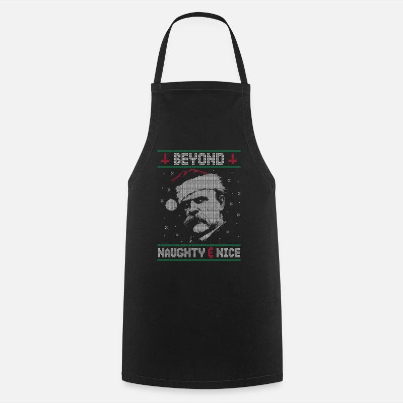 BEYOND NAUGHTY & NICE NIETZSCHE UGLY CHRISTMAS - Cooking Apron - black