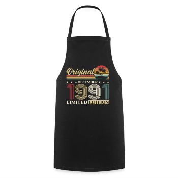 34th Birthday Original December Born 1991 - Cooking Apron - black - Front - AI Model Male 185 dark (185cm)
