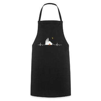 Outdoor Camping Campfire ECG Heartbeat - Cooking Apron - black - Front - AI Model Male 185 dark (185cm)