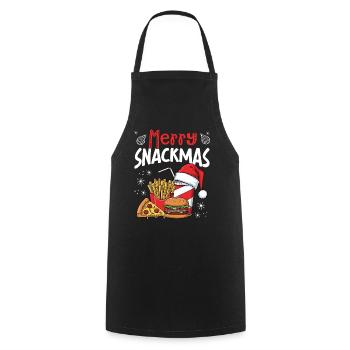 Joyeux Snackmas, Gourmet de Noël drôle - Tablier de cuisine - noir - Devant - AI Model Male 185 dark (185cm)