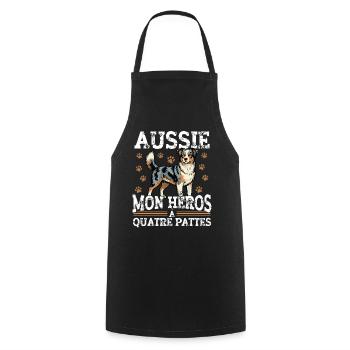 Aussie My Four-Legged Hero Dog - Cooking Apron - black - Front - AI Model Male 185 dark (185cm)