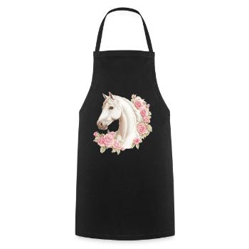 Roses vintage de chevaux - Tablier de cuisine - noir - Devant - AI Model Male 185 dark (185cm)
