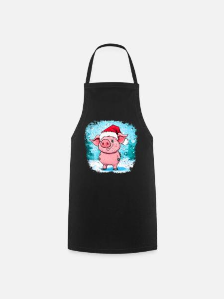 Piggy Christmas - Cooking Apron - black