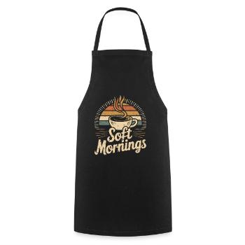 Soft Mornings – Vintage Morning Coffee - Cooking Apron - black - Front - AI Model Male 185 dark (185cm)