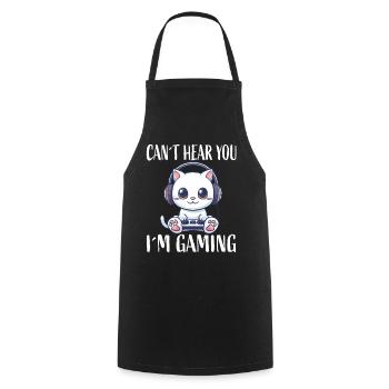 Gaming cat with headphones - Cooking Apron - black - Front - AI Model Male 185 dark (185cm)