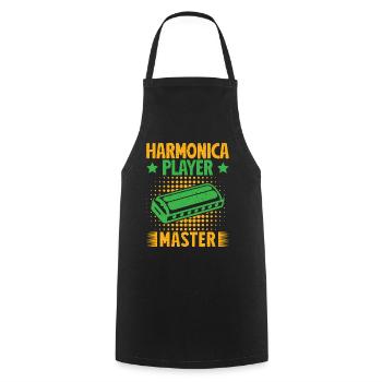Funny Harmonica Player Master Harmonica - Kochschürze - Schwarz - Vorne - AI Model Male 185 dark (185cm)