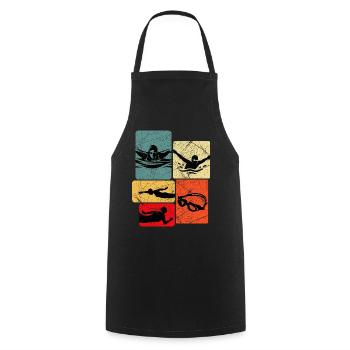 Motif de silhouettes de chars vintage - Tablier de cuisine - noir - Devant - AI Model Male 185 dark (185cm)