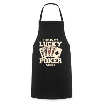Chemise de cartes de poker porte-bonheur - Tablier de cuisine - noir - Devant - AI Model Male 185 dark (185cm)