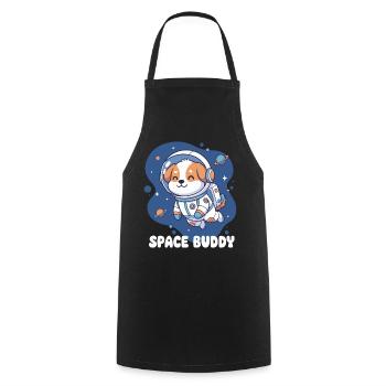 Chien astronaute compagnon de l’espace - Tablier de cuisine - noir - Devant - AI Model Male 185 dark (185cm)