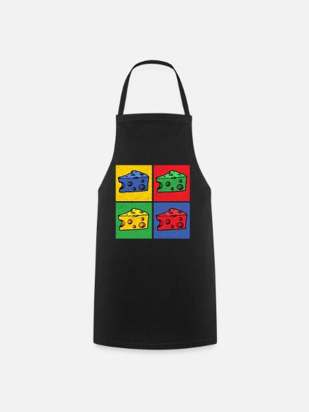 Käse Pop-Art Popart Käsestück Käseecke - Kochschürze - Schwarz