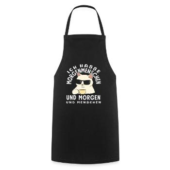 Ich hasse Morgenmenschen Kaffee Katze - Kochschürze - Schwarz - Vorne - AI Model Male 185 dark (185cm)