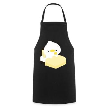 Cozy Sleepy Duck on Yellow Bed - Cooking Apron - black - Front - AI Model Male 185 dark (185cm)