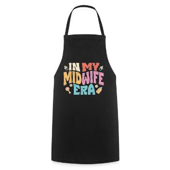 À mon époque de sage-femme - Tablier de cuisine - noir - Devant - AI Model Male 185 dark (185cm)