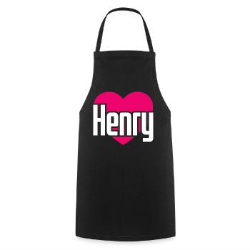 I Love Henry Pink Heart I Love Henry - Cooking Apron - black - Front - AI Model Male 185 dark (185cm)