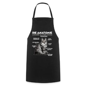 Drôle de Maine Coon T | Tenue d’amoureuse des chats - Tablier de cuisine - noir - Devant - AI Model Male 185 dark (185cm)