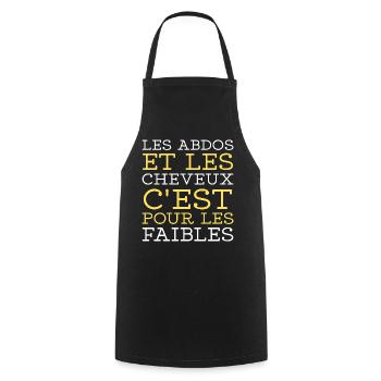 Humor Abs Weak Hair Man Tshirt - Cooking Apron - black - Front - AI Model Male 185 dark (185cm)