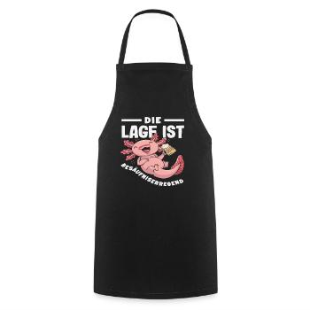 The location is drunken: Axolotl - Cooking Apron - black - Front - AI Model Male 185 dark (185cm)