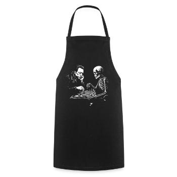 Camus and Skeleton Chess Duel - Cooking Apron - black - Front - AI Model Male 185 dark (185cm)