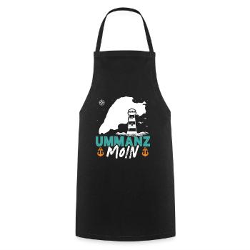 Ostsee Urlaub UMMANZ MOIN Lustiges - Kochschürze - Schwarz - Vorne - AI Model Male 185 dark (185cm)
