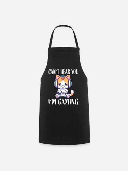 Kätzchen mit Headset beim Gaming - Kochschürze - Schwarz