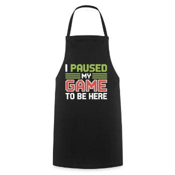 Pause: My game interrupted - Cooking Apron - black - Front - AI Model Male 185 dark (185cm)