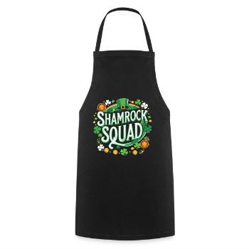 Shamrock Squad: Grünzauber - Kochschürze - Schwarz - Vorne - AI Model Male 185 dark (185cm)