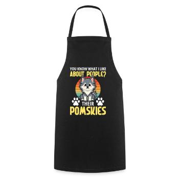 Pomsky Hundeliebhaber Leckerlis Geschirr Pomsky ausgestopft - Kochschürze - Schwarz - Vorne - AI Model Male 185 dark (185cm)