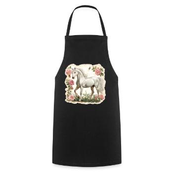 Fleurs vintage pour chevaux - Tablier de cuisine - noir - Devant - AI Model Male 185 dark (185cm)