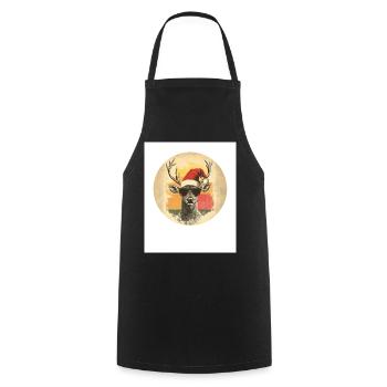 Reindeer Deer Antlers Reindeer Vintage Christmas - Cooking Apron - black - Front - AI Model Male 185 dark (185cm)