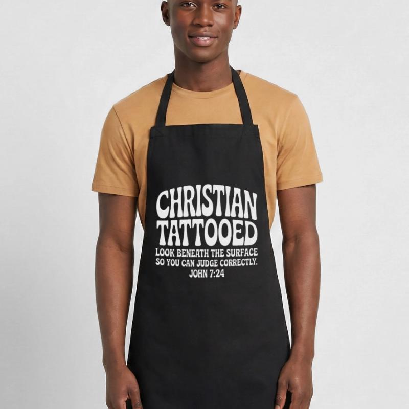 Christian Tattooed Look Beneath Surface Cooking Apron