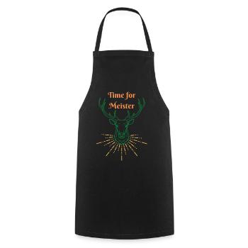 Time for Meister Hirsch - Cooking Apron - black - Front - AI Model Male 185 dark (185cm)