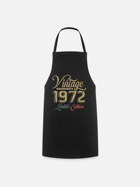 Vintage 1972 Limited Edition Birth Vintage 1972 - Cooking Apron - black