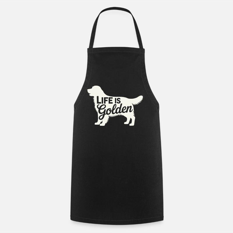 Life is Golden Retriever - Cooking Apron - black