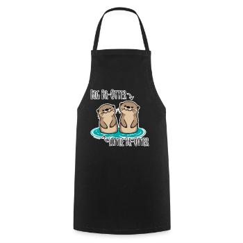 Mignons frères loutres pour grands et petits frères - Tablier de cuisine - noir - Devant - AI Model Male 185 dark (185cm)