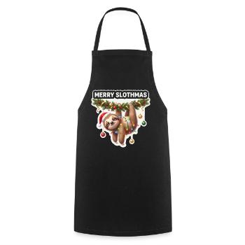 Happy Slothmas String Lights - Cooking Apron - black - Front - AI Model Male 185 dark (185cm)