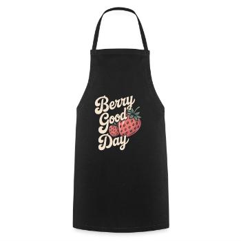 Berry Good Day - Erdbeere - Kochschürze - Schwarz - Vorne - AI Model Male 185 dark (185cm)