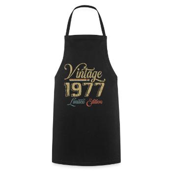 Vintage 1977 Limited Edition Birth Vintage 1977 - Cooking Apron - black - Front - AI Model Male 185 dark (185cm)
