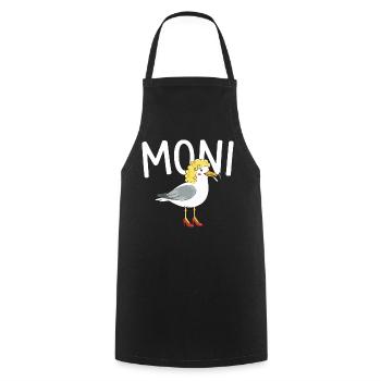 witziges Möwen Design Moni, Moin Persiflage - Kochschürze - Schwarz - Vorne - AI Model Male 185 dark (185cm)