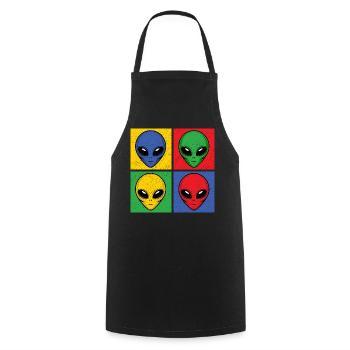 Aliens Pop Art Pop Art Alien Heads Alien Faces - Cooking Apron - black - Front - AI Model Male 185 dark (185cm)