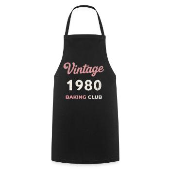 Vintage 1980 – Baking Club Retro Birth Year - Cooking Apron - black - Front - AI Model Male 185 dark (185cm)