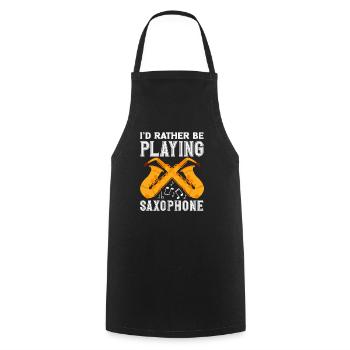 I'd rather play jazz saxophone saxophonist - Cooking Apron - black - Front - AI Model Male 185 dark (185cm)